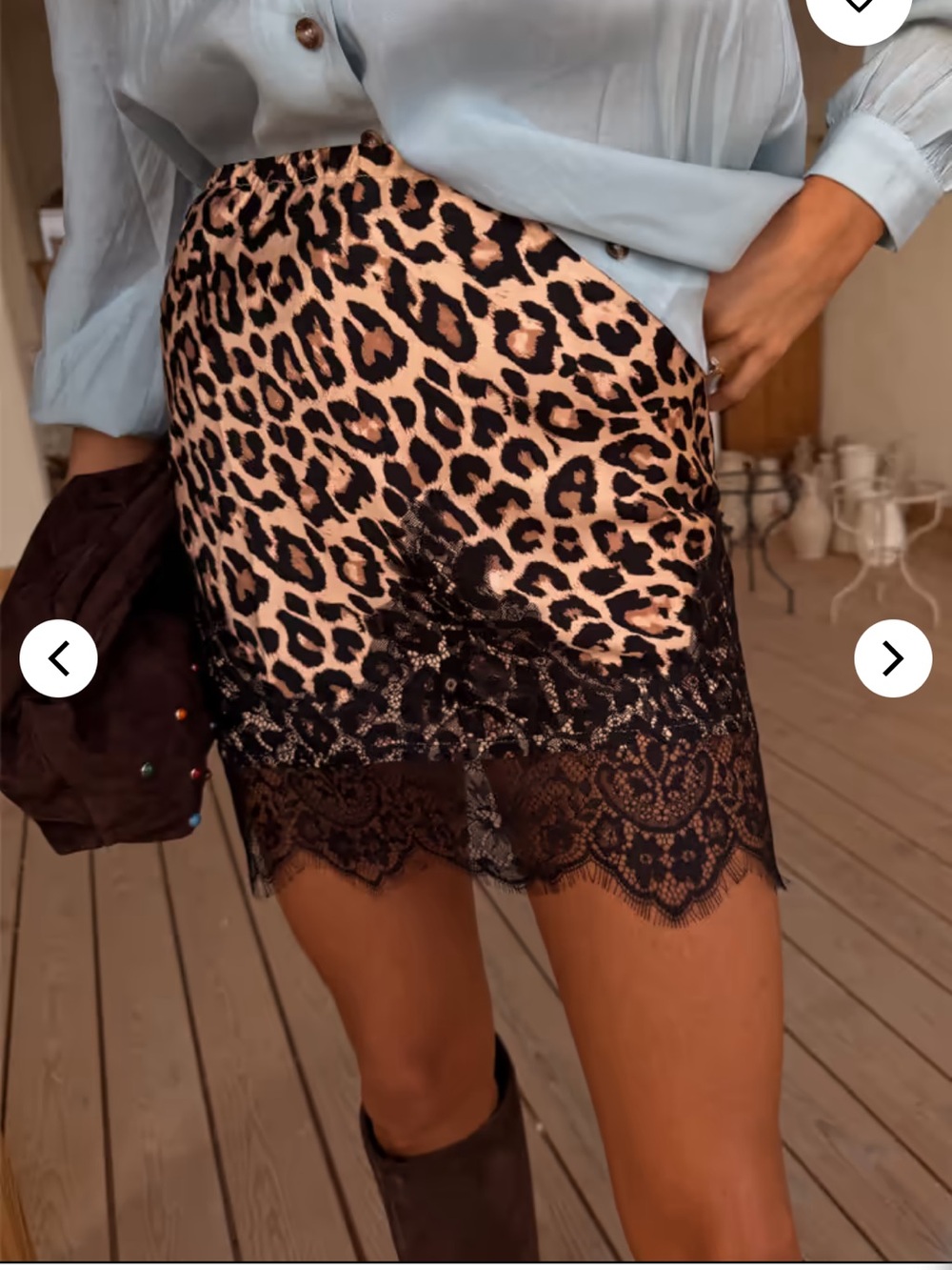 Never Fully Dressed Leopard Lace-Trim Mini Skirt
